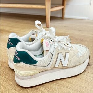 New balance 574+ platform sneakers; women’s size 8